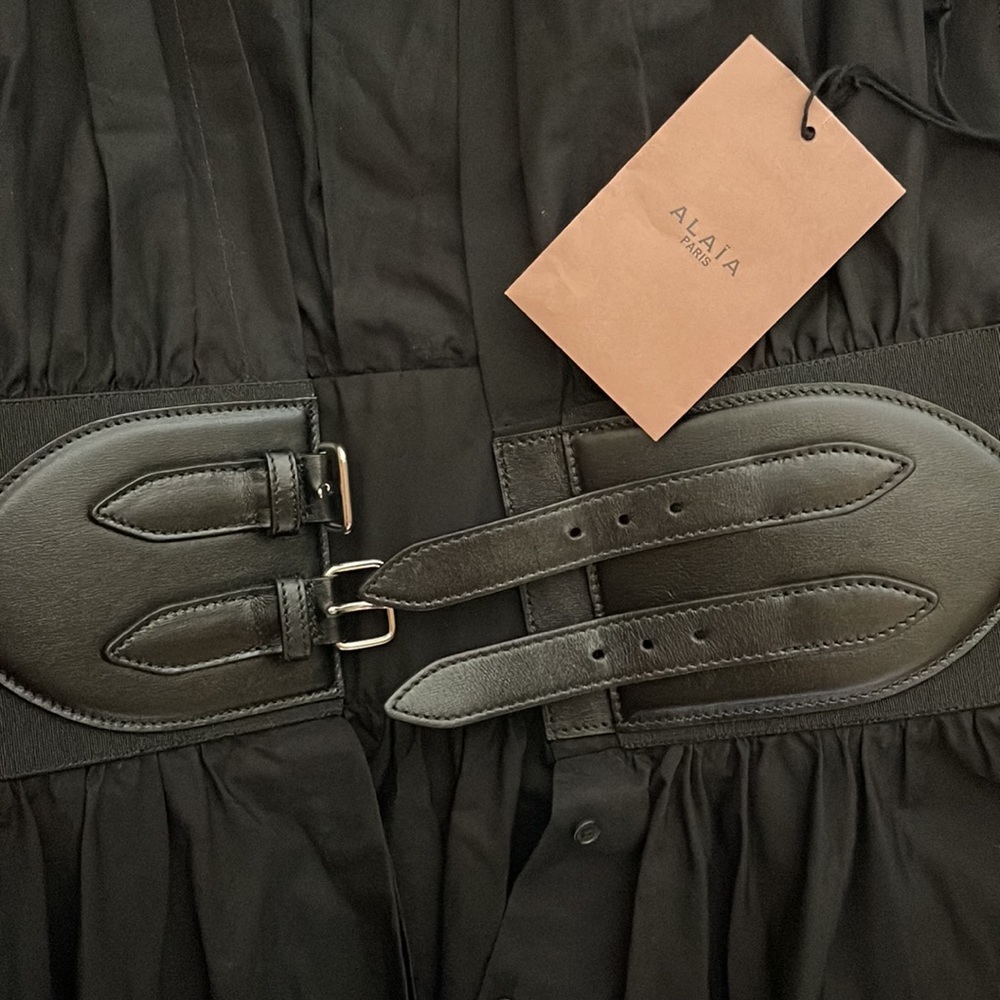 ALAIA BELTED MIDI JAPANESE POPLIN DRESS - Picture 11 of 16